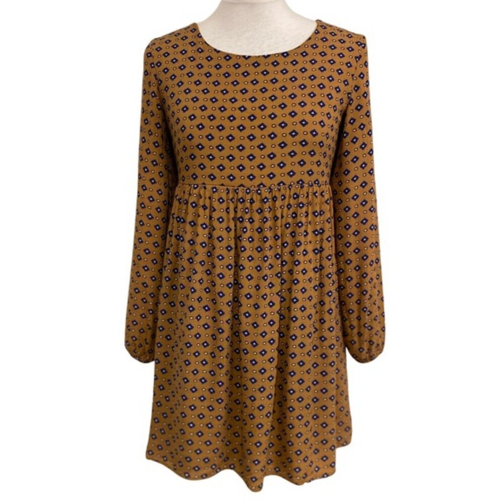 Ya Los Angeles boho lined mini dress w criss cross back detail. Women's size S